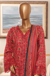 Bin Saeed Stitched 3 Piece Exclusive Chikankari Vol-07 Collection'2025-NSM-2286-Mehroon